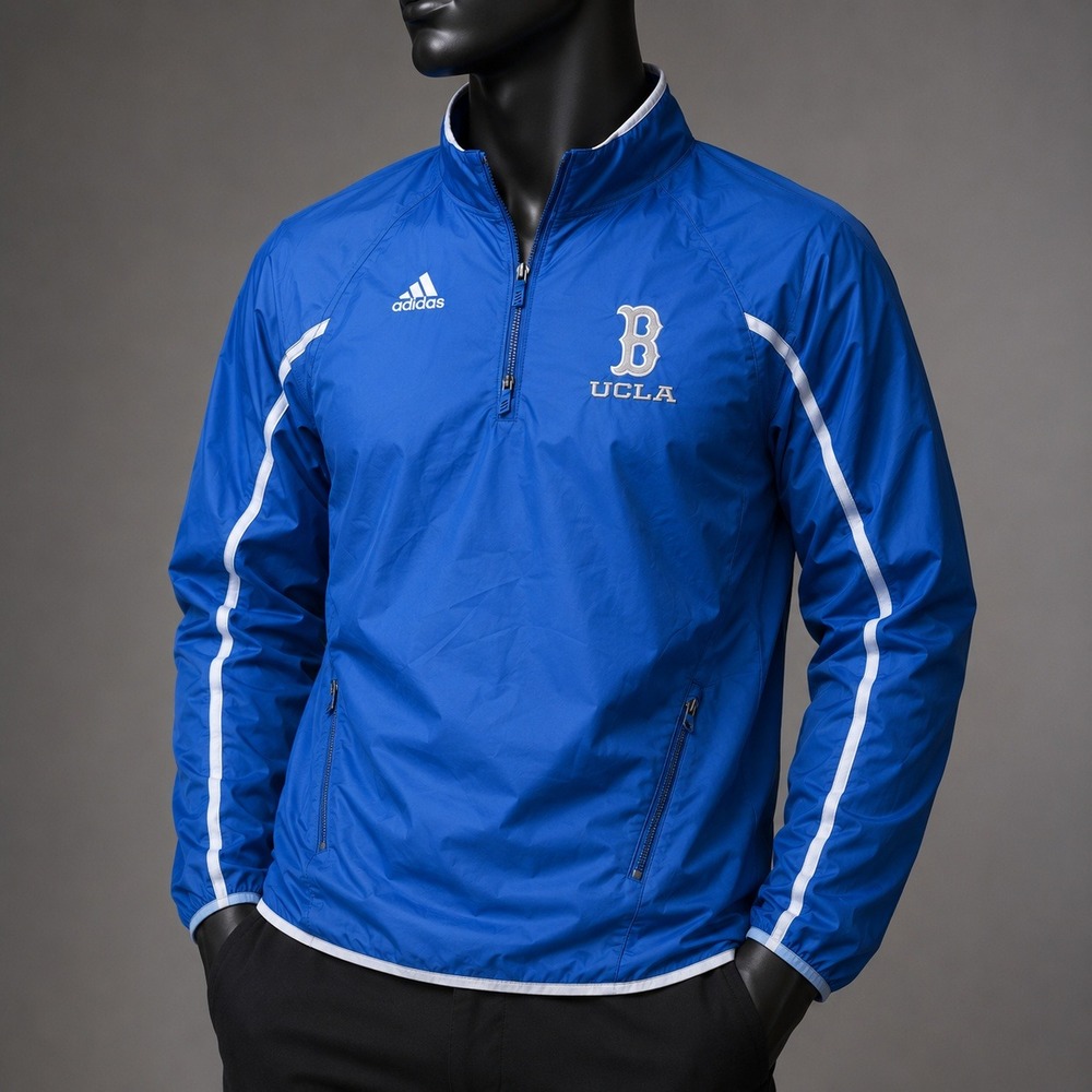 Adidas UCLA Bruins Climaproof Quarter Zip Windbreaker Blue Mens Small Jacket